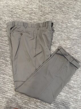 Zanella Todd Mens 35 Dress Pants Grey 100% Virgin Wool Made In Italy Cuffed